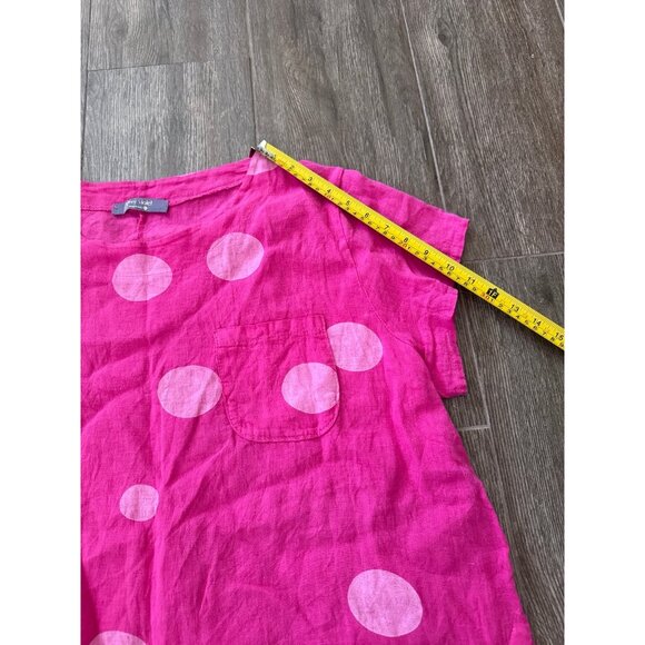 Grey Violet pink linen t-shirt big polka dot print top made in Italy shirt XL - Picture 5 of 9